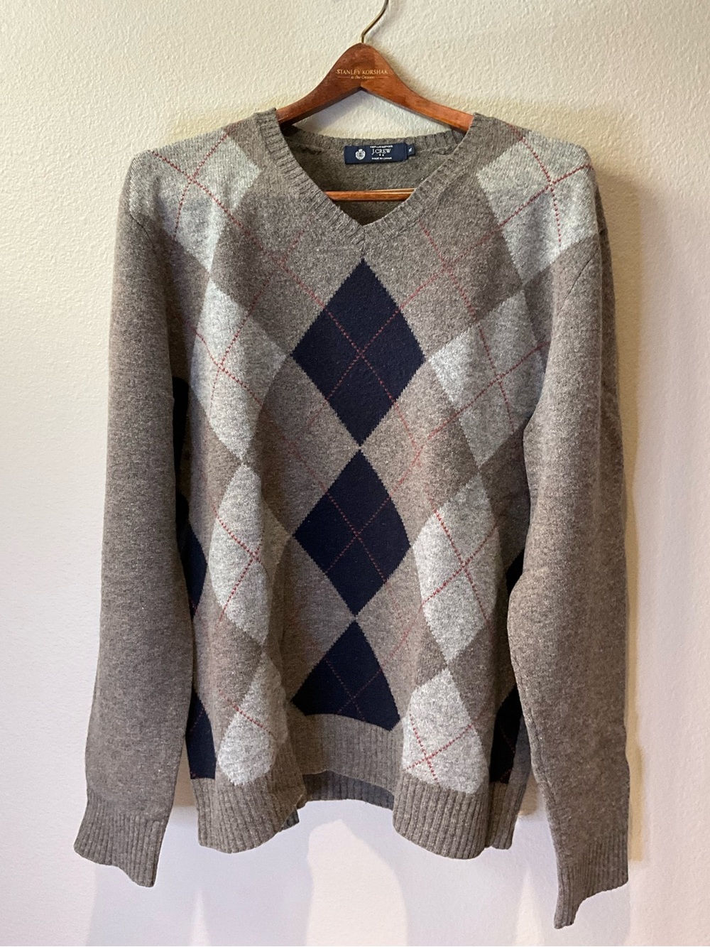 J Crew Men’s Argyle V-neck Sweater